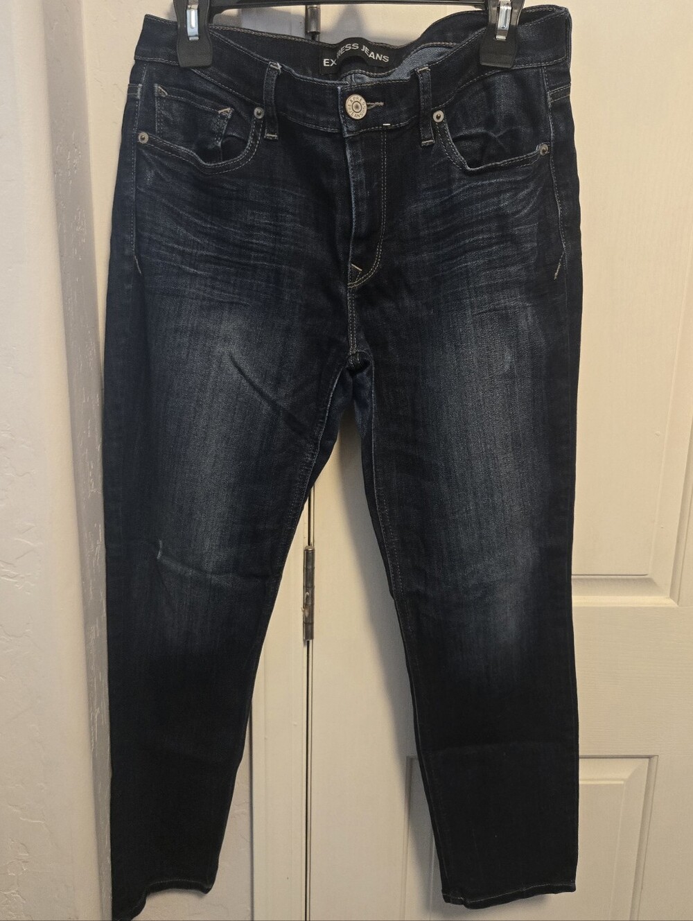 Express Women's Slim Straight Dark Blue Jeans